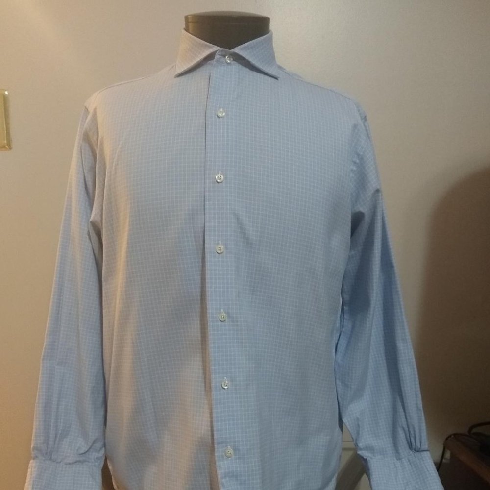 Brooks Brothers 16 34 wide collar blue dress shirt